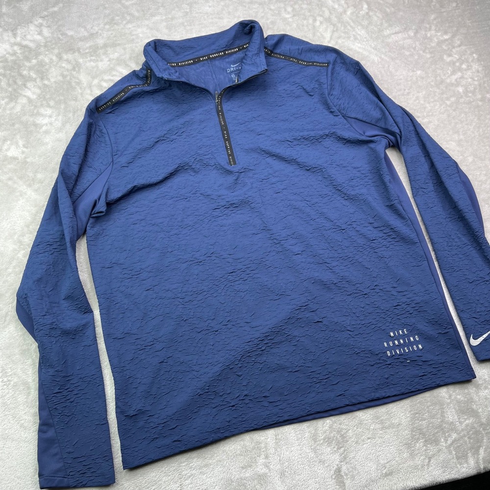 Nike Element Running Division Pullover Mens XL Navy Dri-FIT Stretch Quarter Zip - Picture 5 of 12